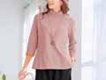 予約 汗染み防止ひんやり着やせ7分袖シャツ ピンク L_2