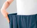 予約　ｅｃｌａＴ　ｓｔｙｌｅキレイ見せタック　パンツ　ネイビーブルー　Ｍ_3