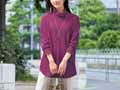 予約　ｅｃｌａＴ　ｓｔｙｌｅ毎日活躍コットンワッフルゆったりチュニック　パープル　ＬＬ〜3Ｌ_2
